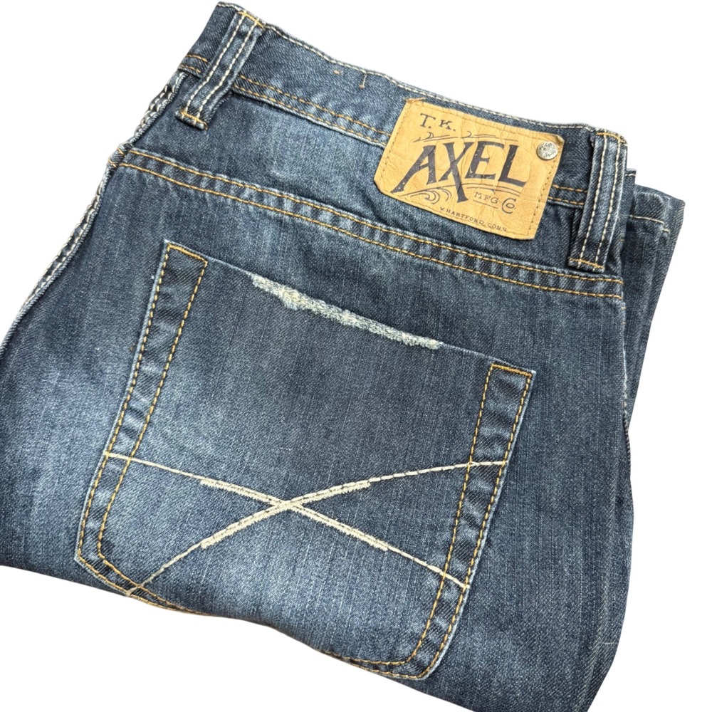 T K AXEL‎ GRISWOLD Slim Straight Mens Dark Wash Denim Jeans W36 L32